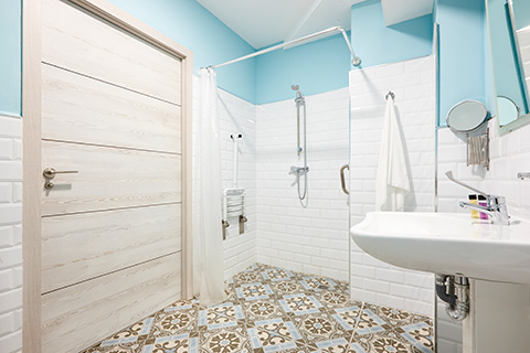 decorated bathroom adapted for disabled people