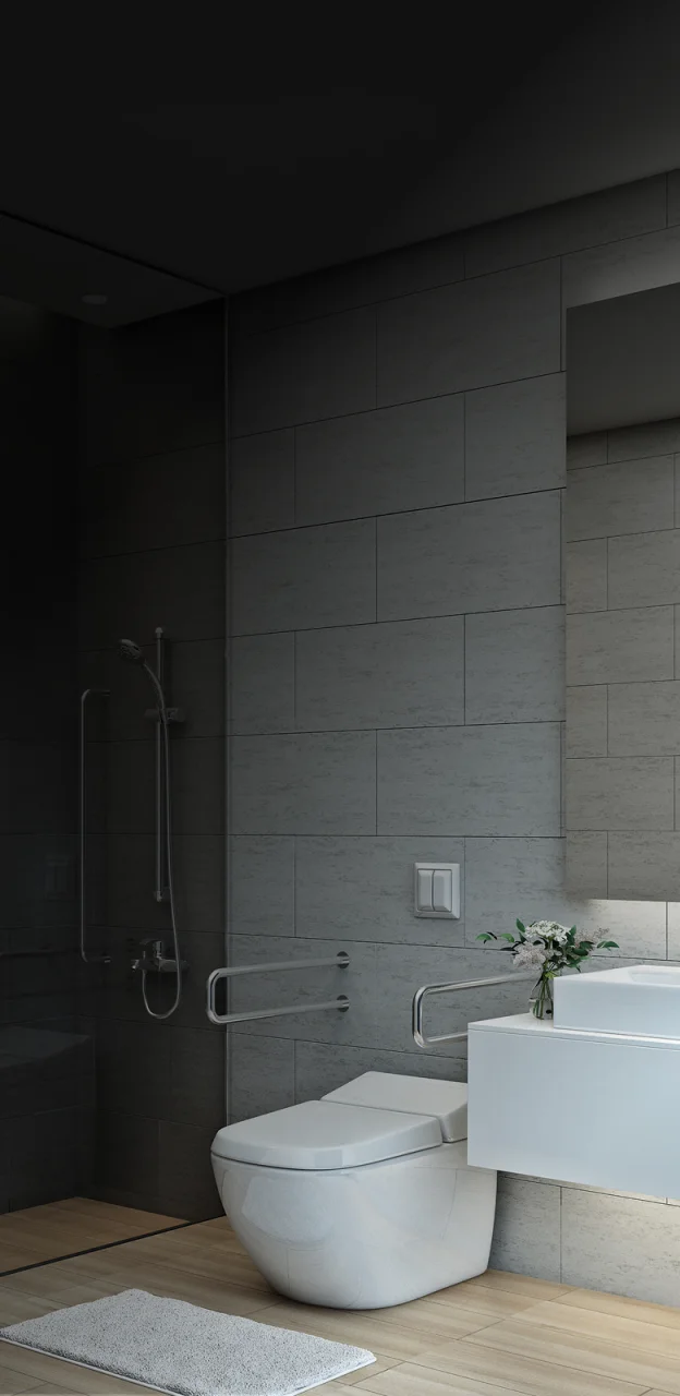 Stone tiled luxury bathroom